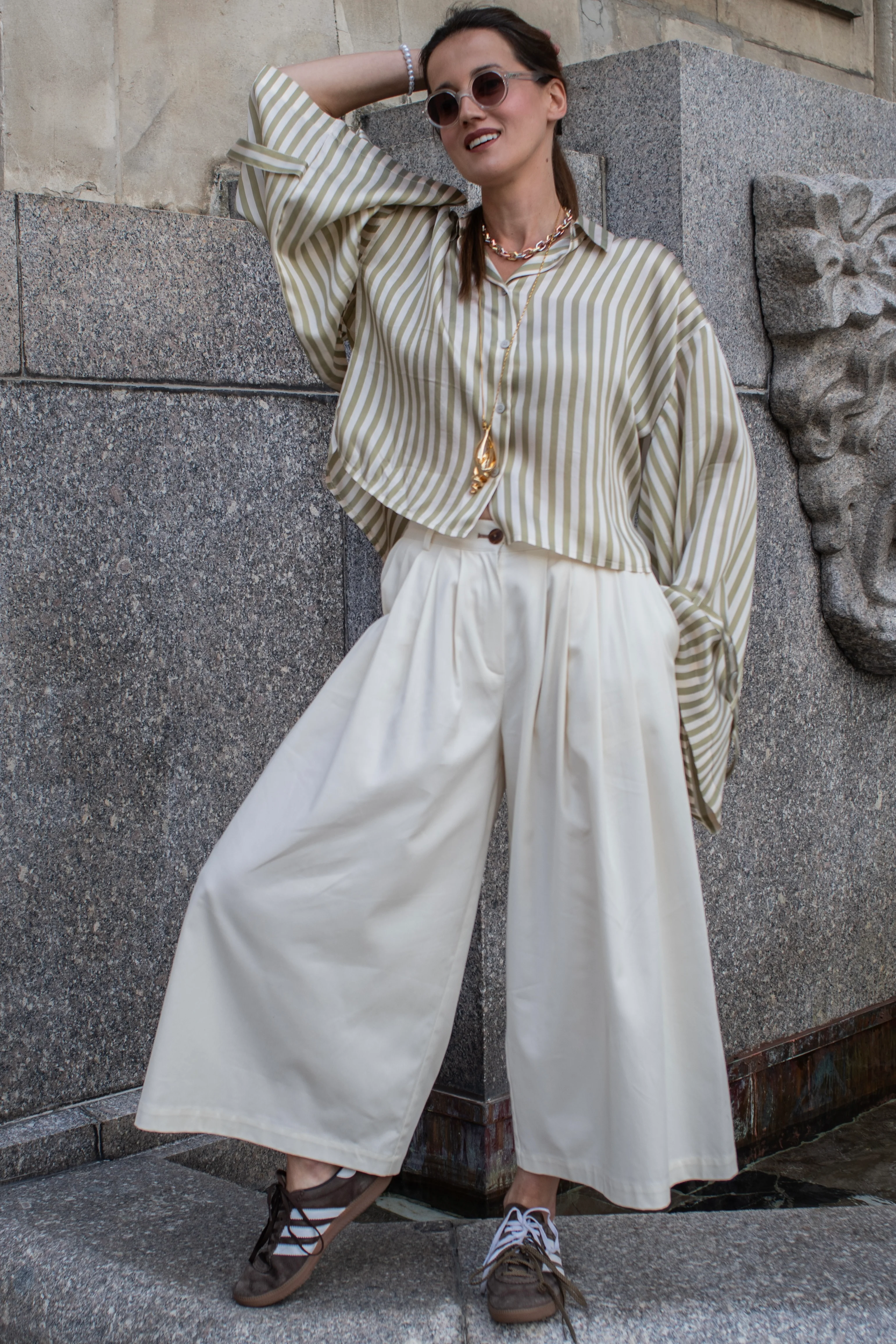 Spodnie Palazzo Culotte Vanilla - Image 3