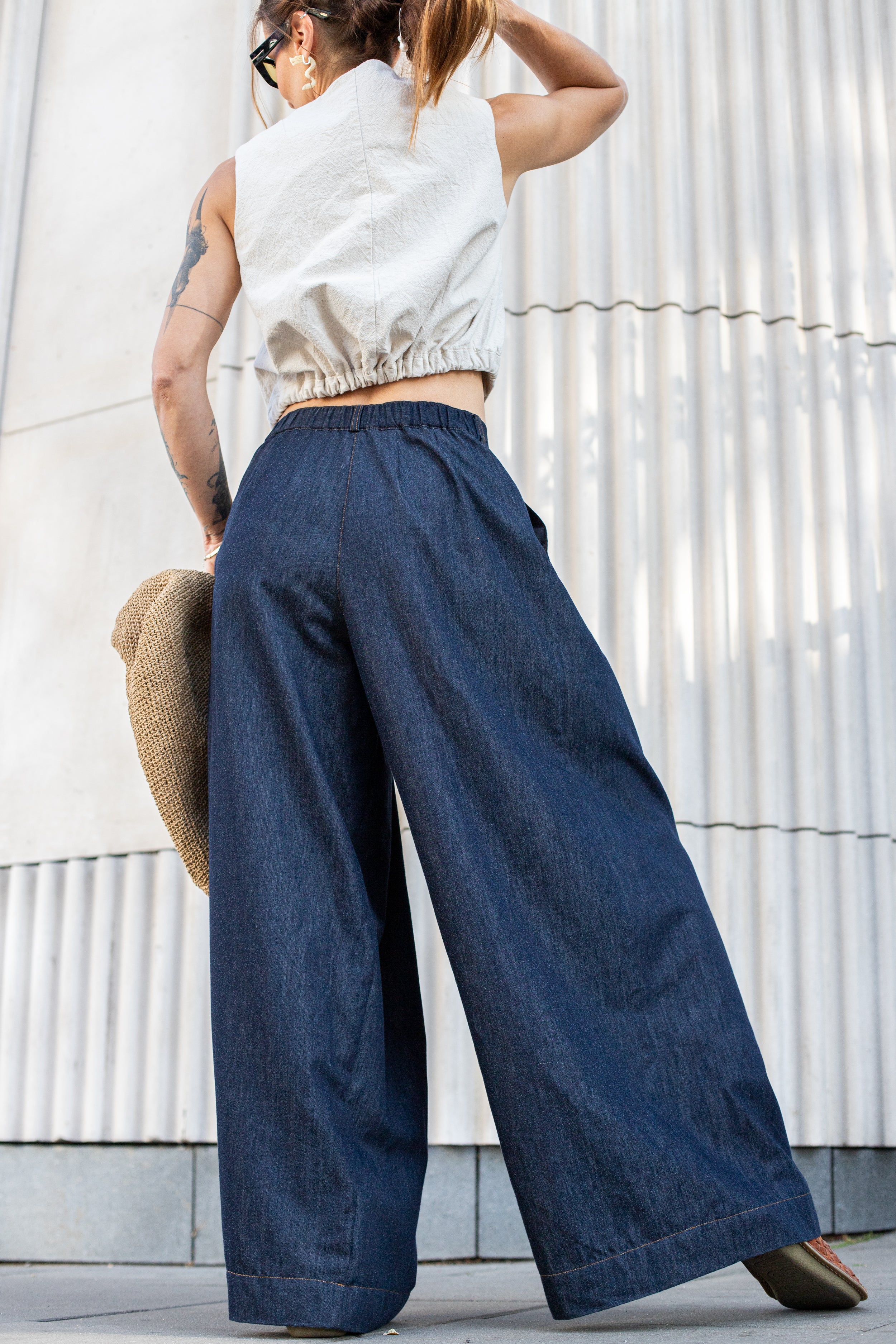 Spodnie Palazzo Denim Lite - Image 2