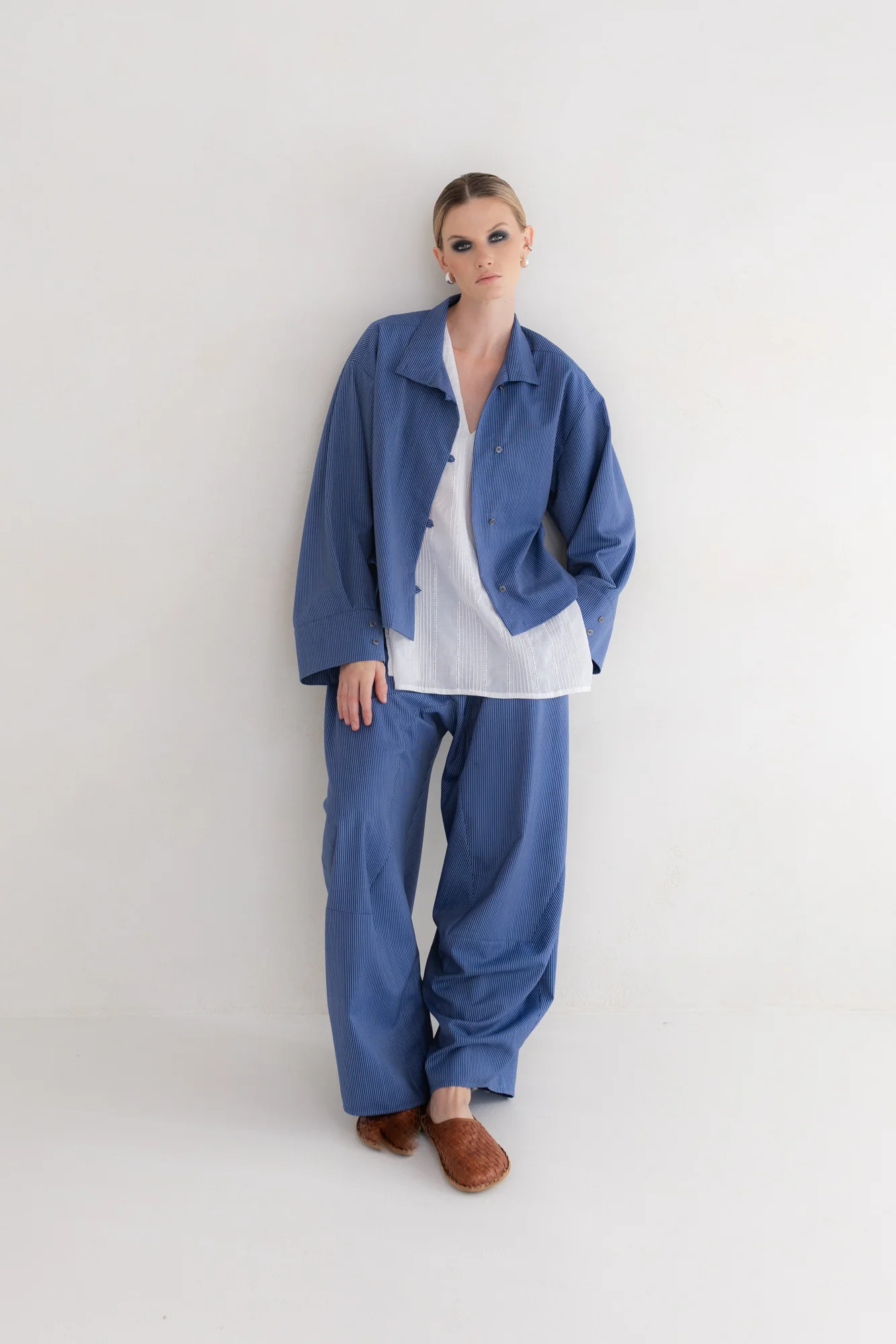 Spodnie Sojo Pinstripe Blue - Image 7