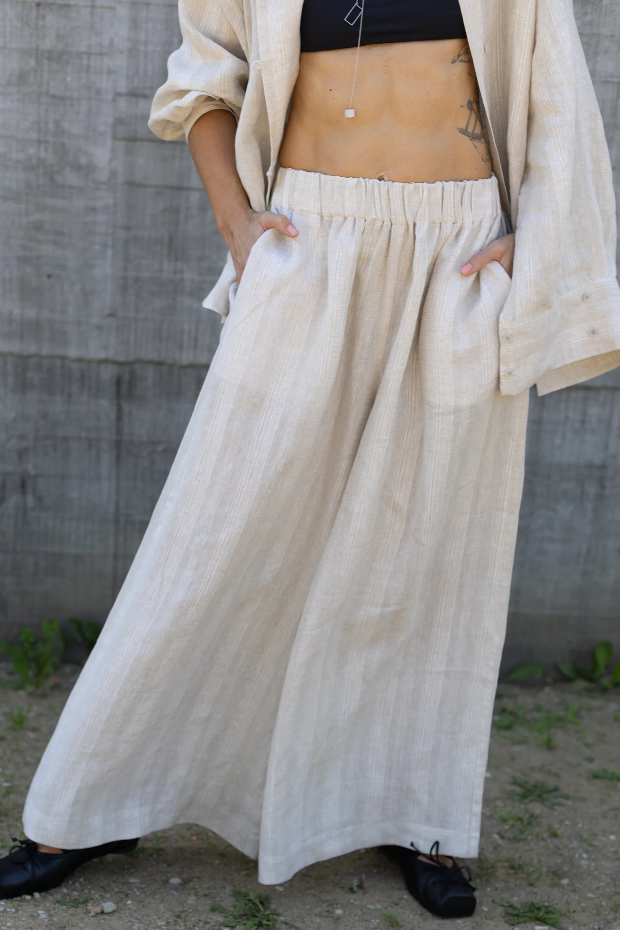 Spodnie Wide Leg Linen - Image 3